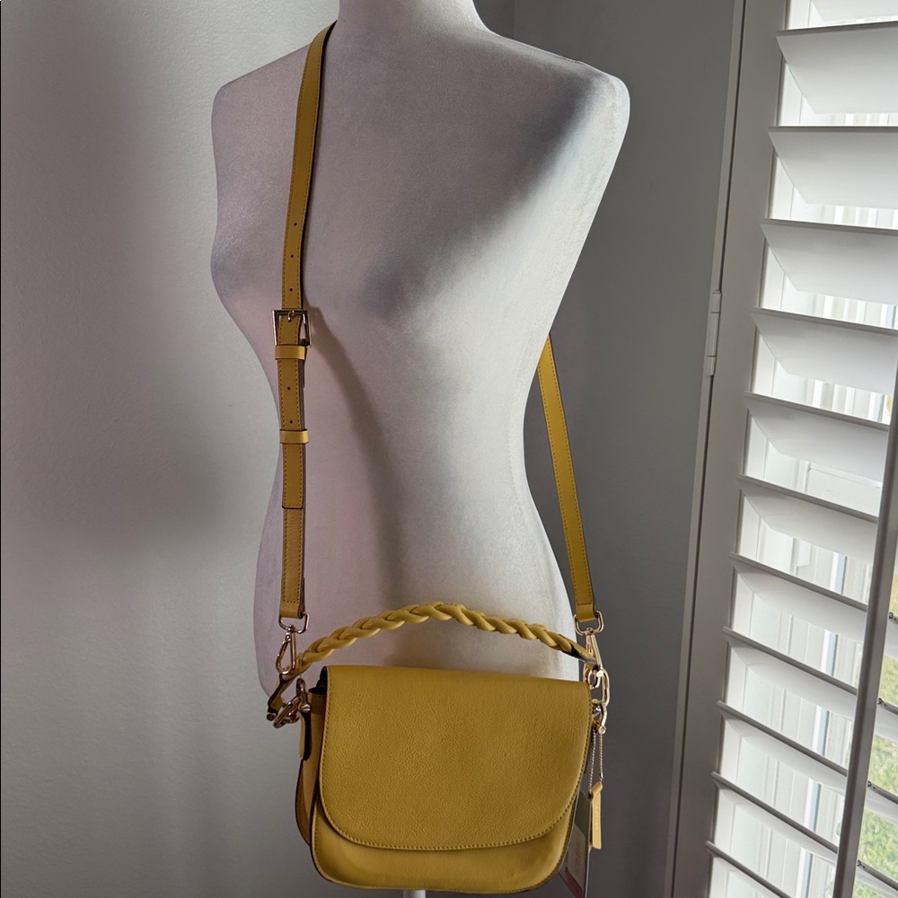 NWT Antonio Melanin Leather Buttercup Yellow Crossbody